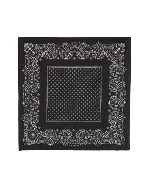 Givenchy Black Paisley-print Cotton Scarf for men