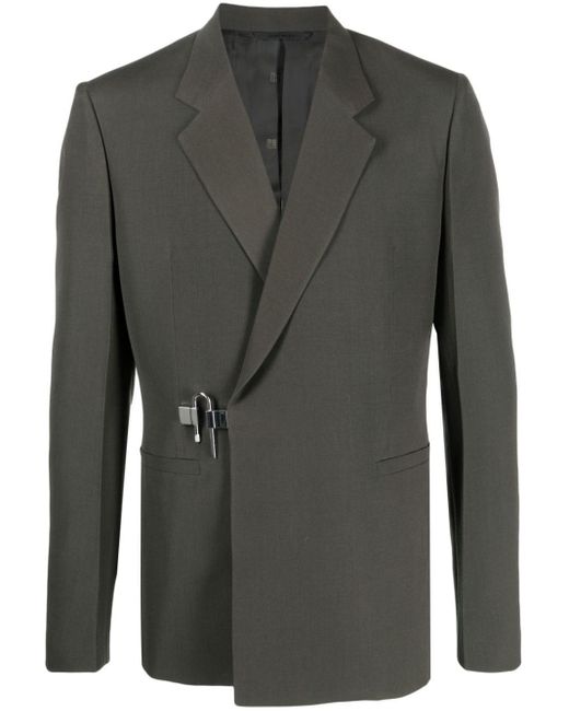 Givenchy Gray U-lock Buckle Wool Blazer for men