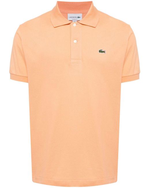 Lacoste Orange Logo-applique Striped Cotton Polo for men