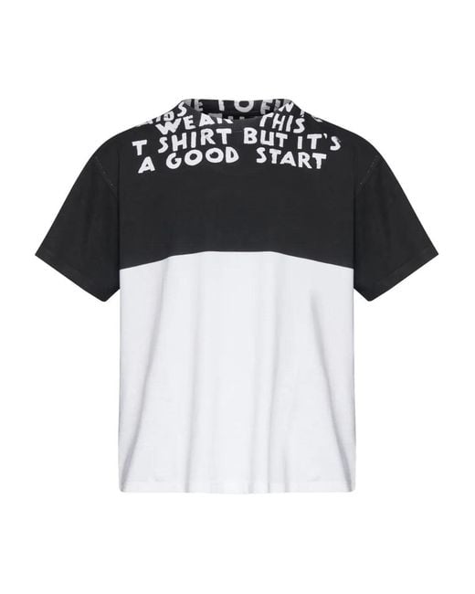 MM6 by Maison Margiela White Graphic-Print Panelled T-Shirt for men