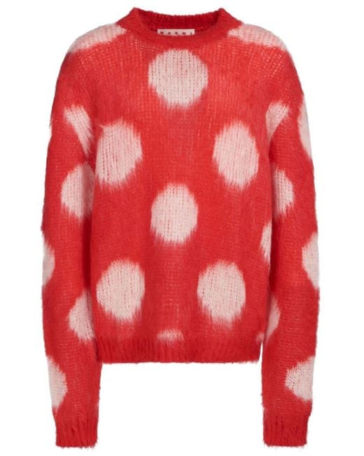 Marni Red Polka-Dot Knitted Jumper for men