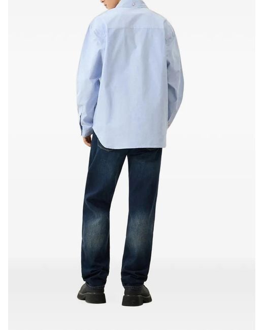 Evisu Blue Seagull-Print Oxford Shirt for men