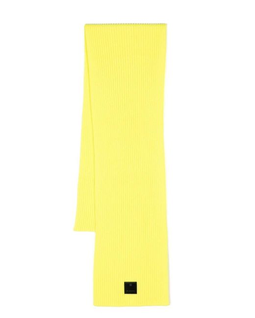Givenchy Yellow Ribbed Logo-patch Scarf for men
