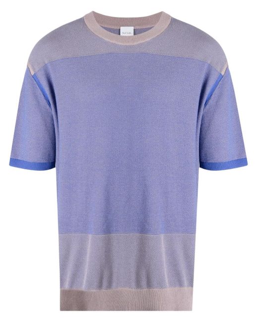 Paul Smith Purple Knitted Panelled Cotton T-shirt for men