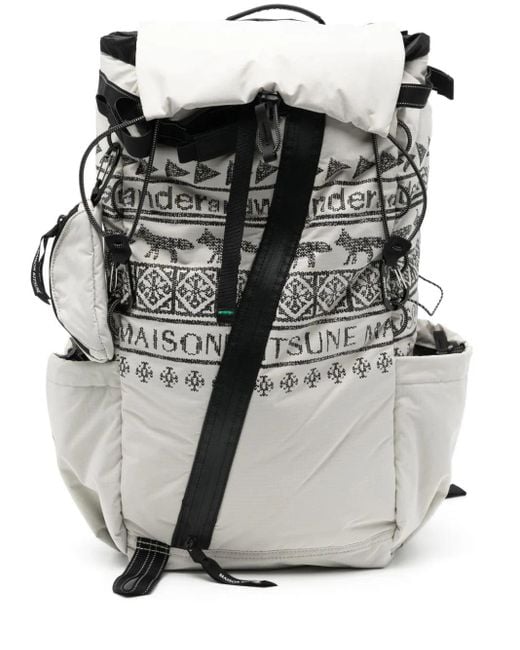 And Wander Black X Maison Kitsuné 30l Nordic-print Backpack for men