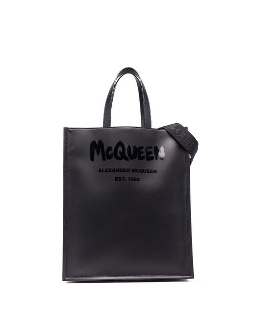 Alexander McQueen Black Logo Tote Bag for men
