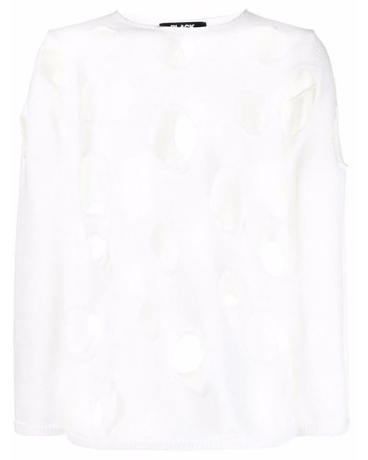 COMME DES GARÇON BLACK White Cut-Out Hole Jumper
