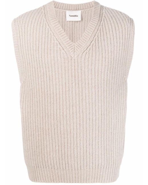Nanushka Natural V-neck Sweater Vest for men