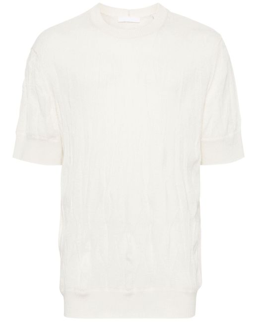 Helmut Lang White Crinkled Wool T-shirt for men