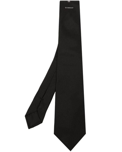 Givenchy Black 4g Logo-embroidered Tie for men
