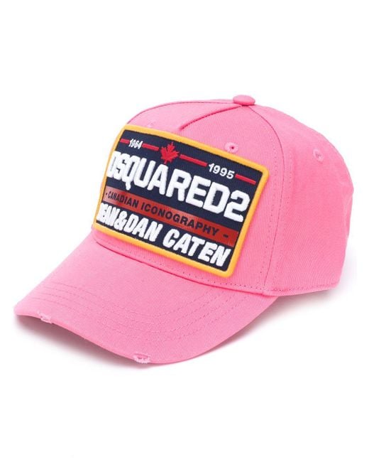 DSquared² Pink Embroidered Logo Baseball Cap for men