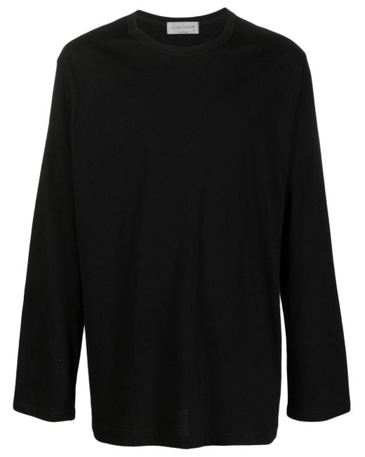 Yohji Yamamoto Black Long-sleeved Cotton T-shirt for men
