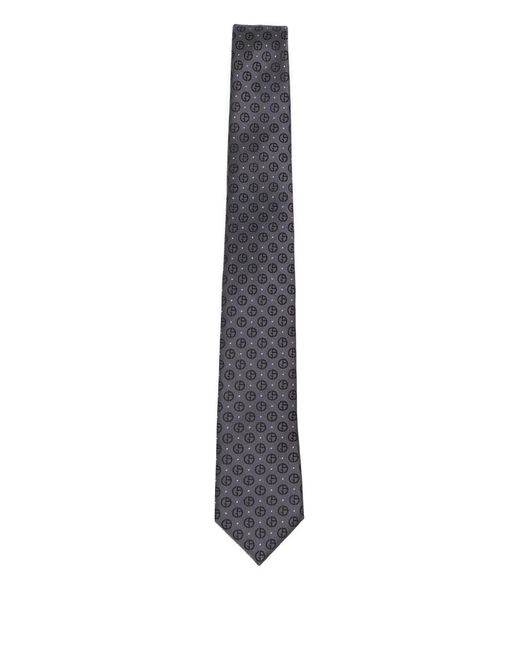 Giorgio Armani White Monogram Silk Tie for men