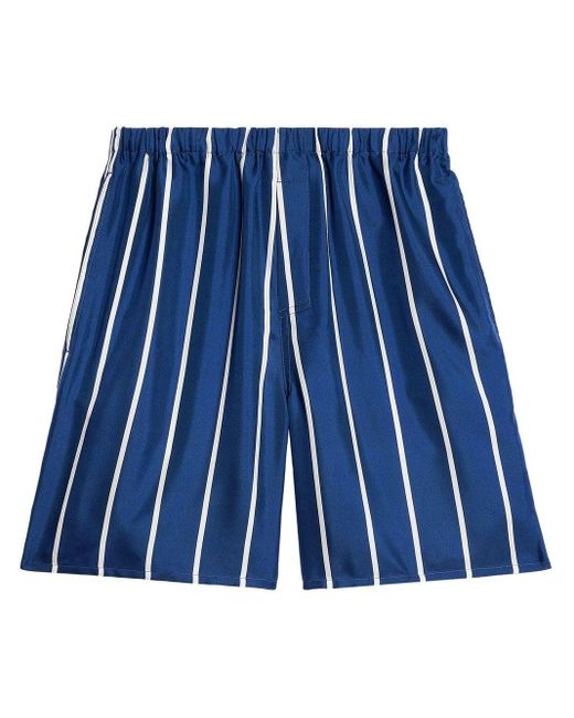 AMI Ami Paris Elasticated Waist Silk Shorts Blue for men