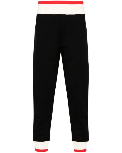 Alexander McQueen Black Logo-Print Strap Cotton Track Pants for men