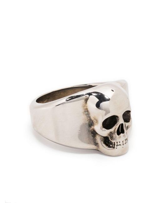 Alexander McQueen White Skull-Detail-Tone Ring for men