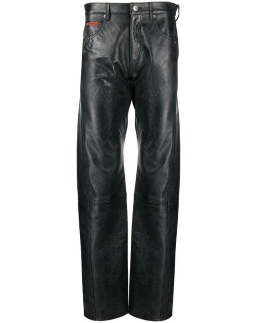 Martine Rose Gray Polished-finish Straight-leg Trousers for men
