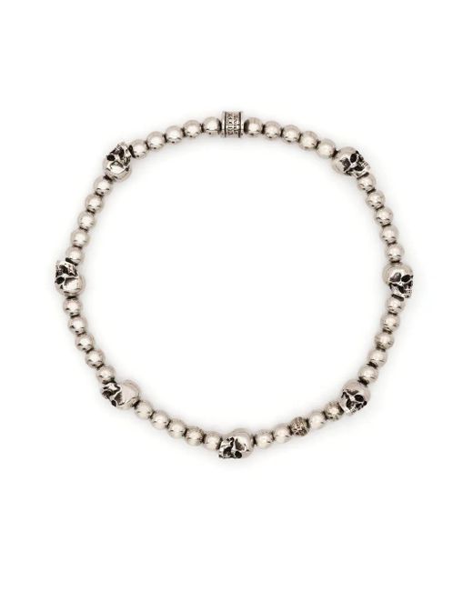 Alexander McQueen Metallic Skull-charm Beaded Bracelet for men