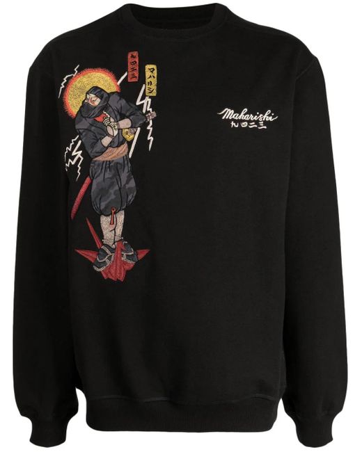 Maharishi Black Shinobi Logo-embroidered Sweatshirt for men