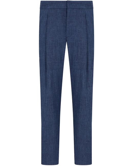 Giorgio Armani Blue Refined Tailored Pants With Tapered Legs for men