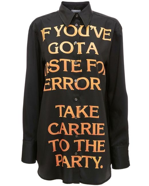 J.W. Anderson Black Slogan-Print Cotton Shirt for men