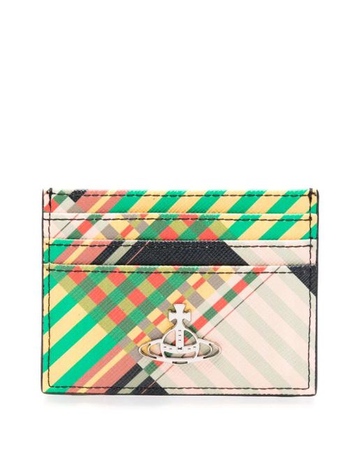 Vivienne Westwood Multicolor Orb-Plaque Tartan-Check Wallet for men