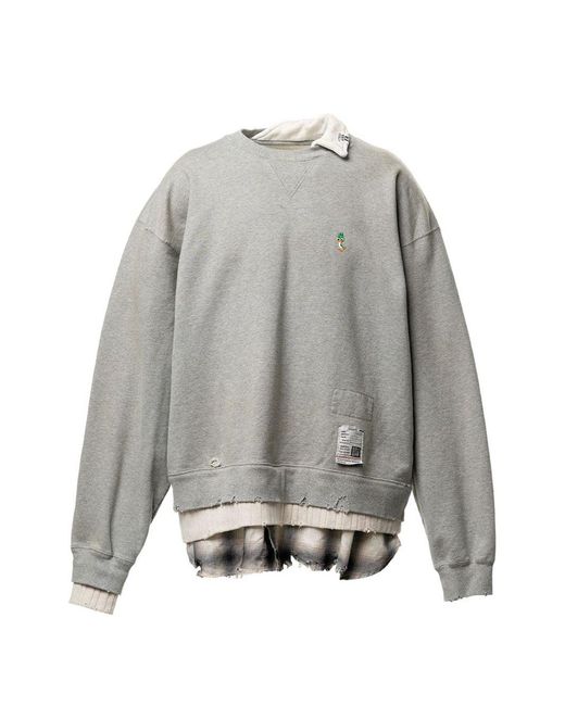 Maison Mihara Yasuhiro Gray Layered-Design Distressed Sweatshirt for men