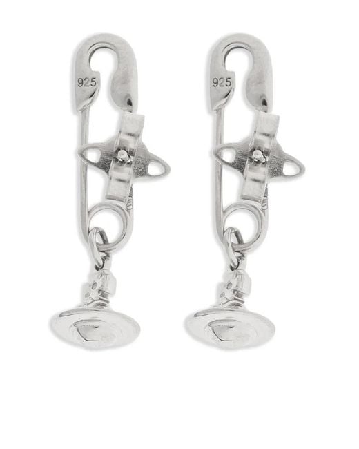 Vivienne Westwood White Orb-Pendant Earrings for men
