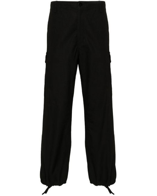 KENZO Black Cotton Cargo Trousers for men