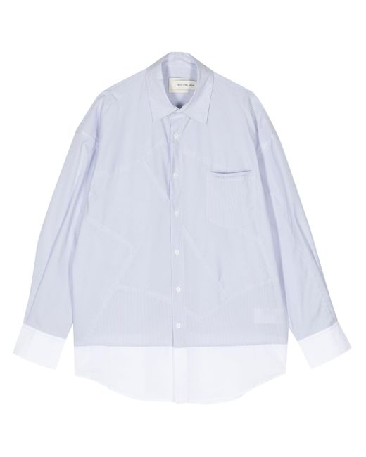 Feng Chen Wang White Logo-Embroidered Patchwork Shirt for men