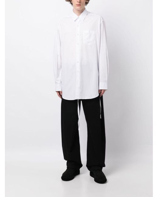 Ann Demeulemeester Text-print Long-sleeves Poplin Shirt in White