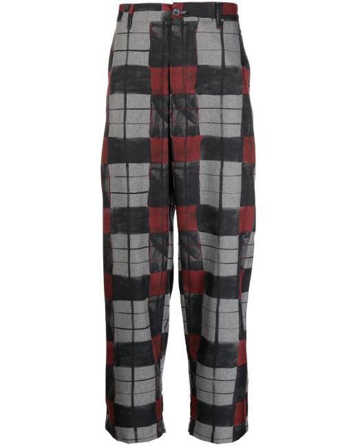 4SDESIGNS Black Check-print Cropped Trousers for men