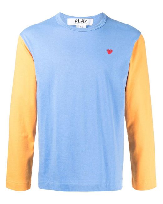 COMME DES GARÇONS PLAY Blue Bi-Colour T-Shirt for men