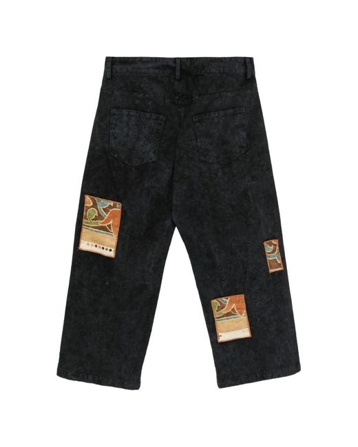 Stain Shade Gray Jean Patchwork À Effet Délavé for men