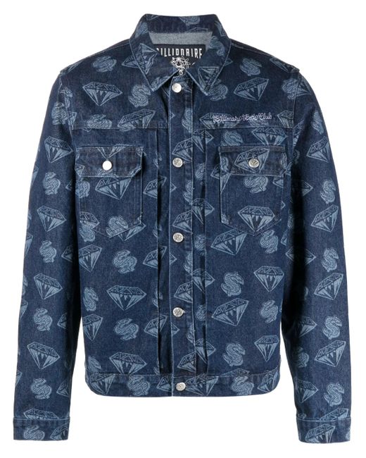 BBCICECREAM Blue Graphic-print Denim Jacket for men