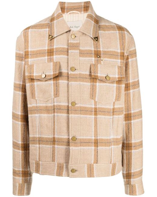 Nick Fouquet Natural Plaid-Check Print Shirt Jacket for men