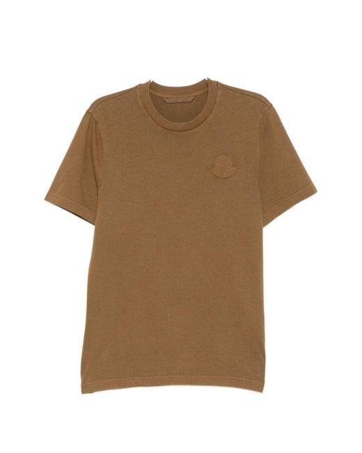 Moncler Natural Logo-Patch Cotton T-Shirt for men