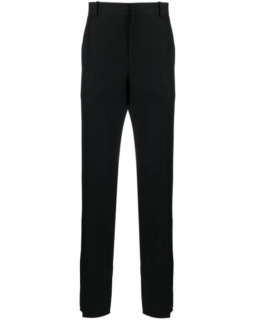 Alexander McQueen Black Stripe-detail Tailored Trousers for men