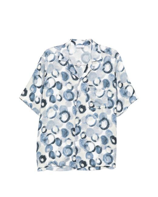 Tagliatore Blue Dot-Print Shirt for men