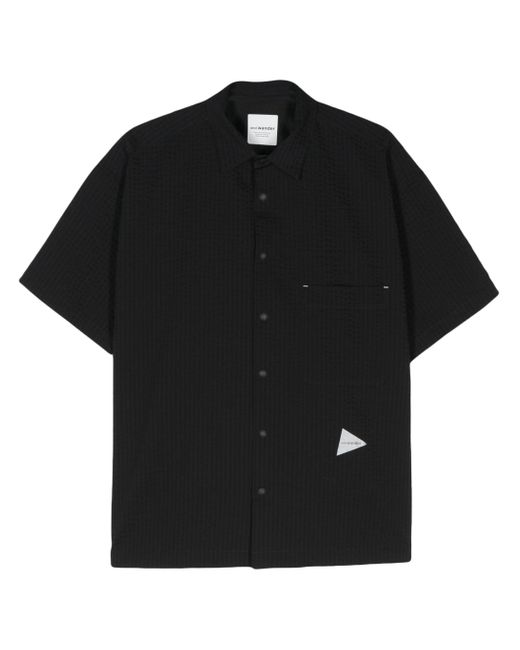 And Wander Black Seersucker Short-Sleeve Shirt for men