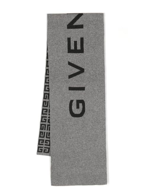 Givenchy Gray Reversible Logo-intarsia Scarf for men