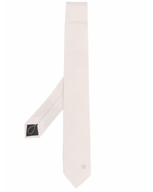 Givenchy White 4G Embroidered Silk Tie for men