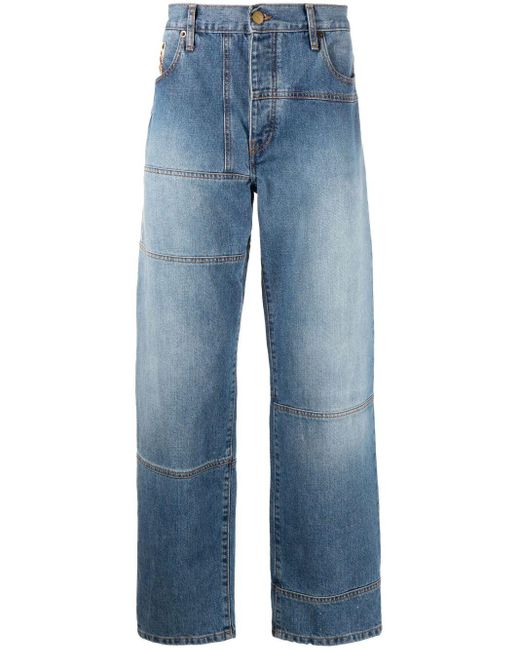 Nick Fouquet Blue Venusto Patchwork Straight-leg Jeans for men