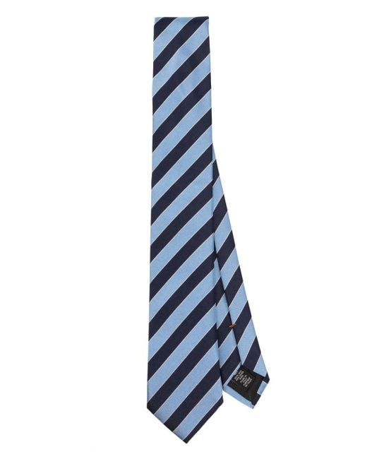 Zegna Blue Striped Silk Tie for men