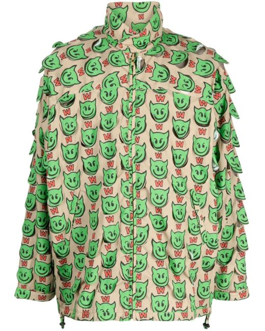 Walter Van Beirendonck Green Motif-print Zip-up Jacket for men