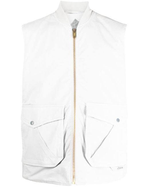 Objects IV Life White Cargo Cotton Gilet for men