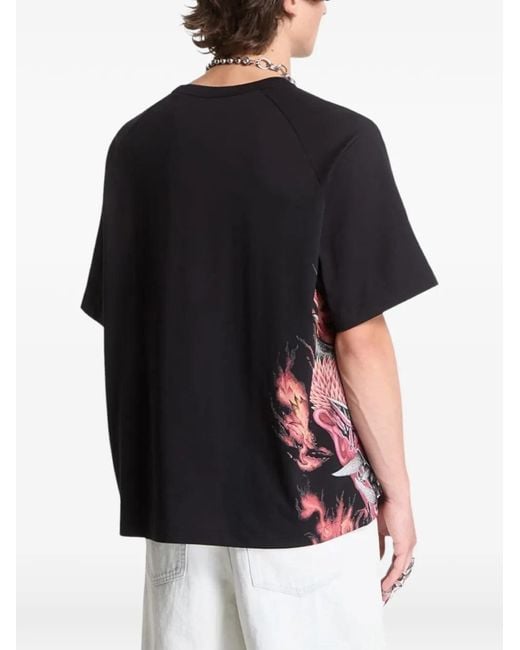 Y-3 Black Graphic-Print T-Shirt for men