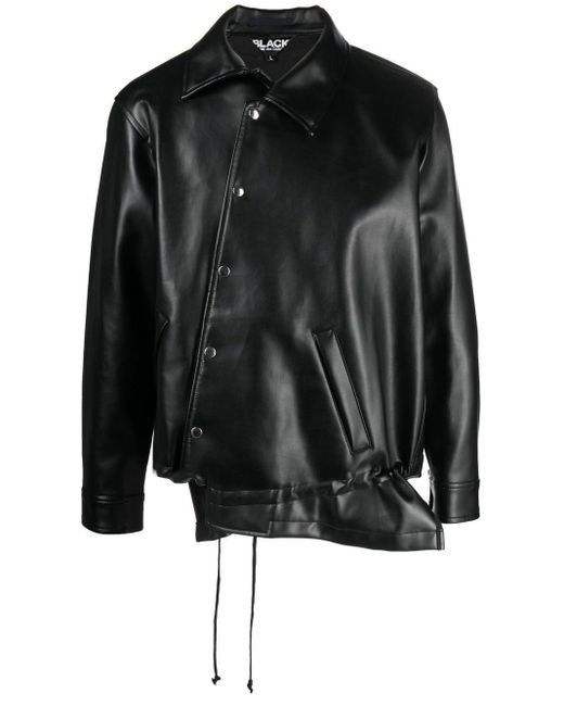 COMME DES GARÇON BLACK Black Asymmetric-hem Artificial Leather Jacket