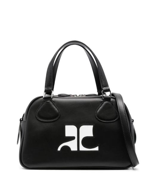 Courreges Black Logo-appliqué Leather Bowling Bag for men