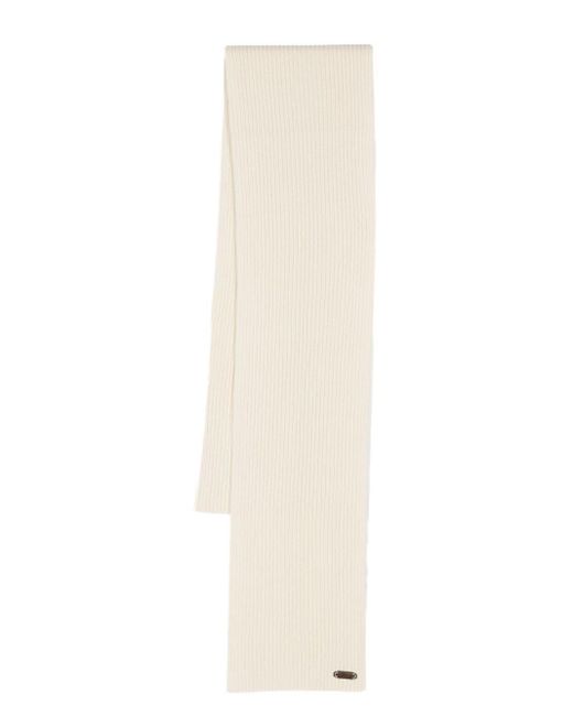 Brioni White Knitted Cashmere Scarf for men